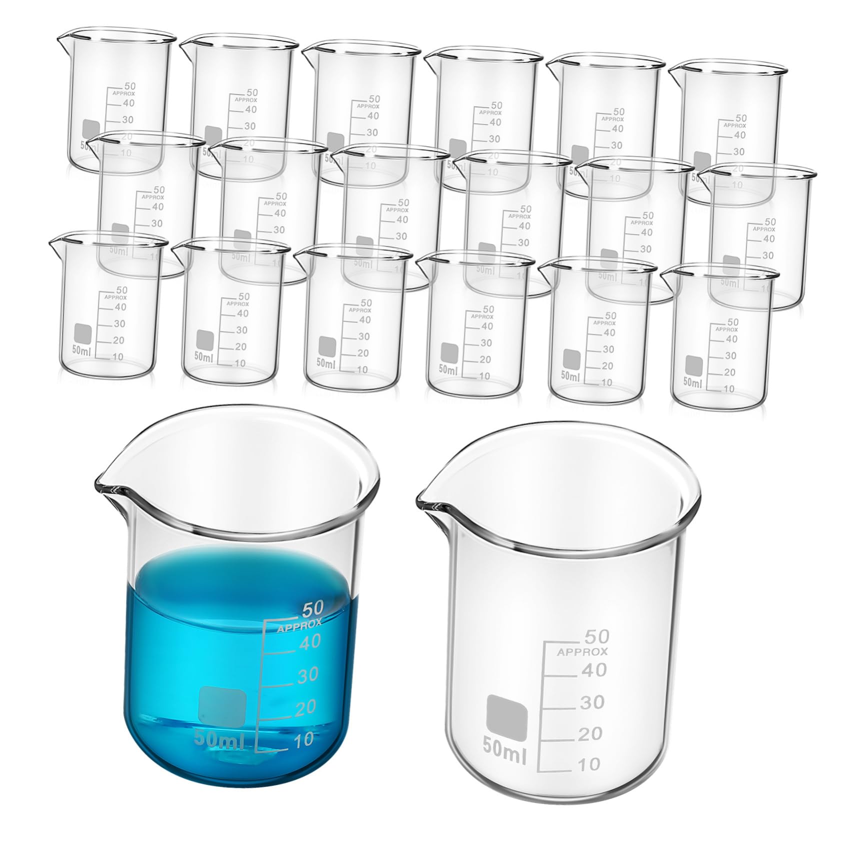 SOLUSTRE 20pezzi Vetreria Da Laboratorio Beccuccio Cilindri Graduati Trasparenti Misurini Per Becher Di Precisione Becher in Vetro Resistenti Al Calore