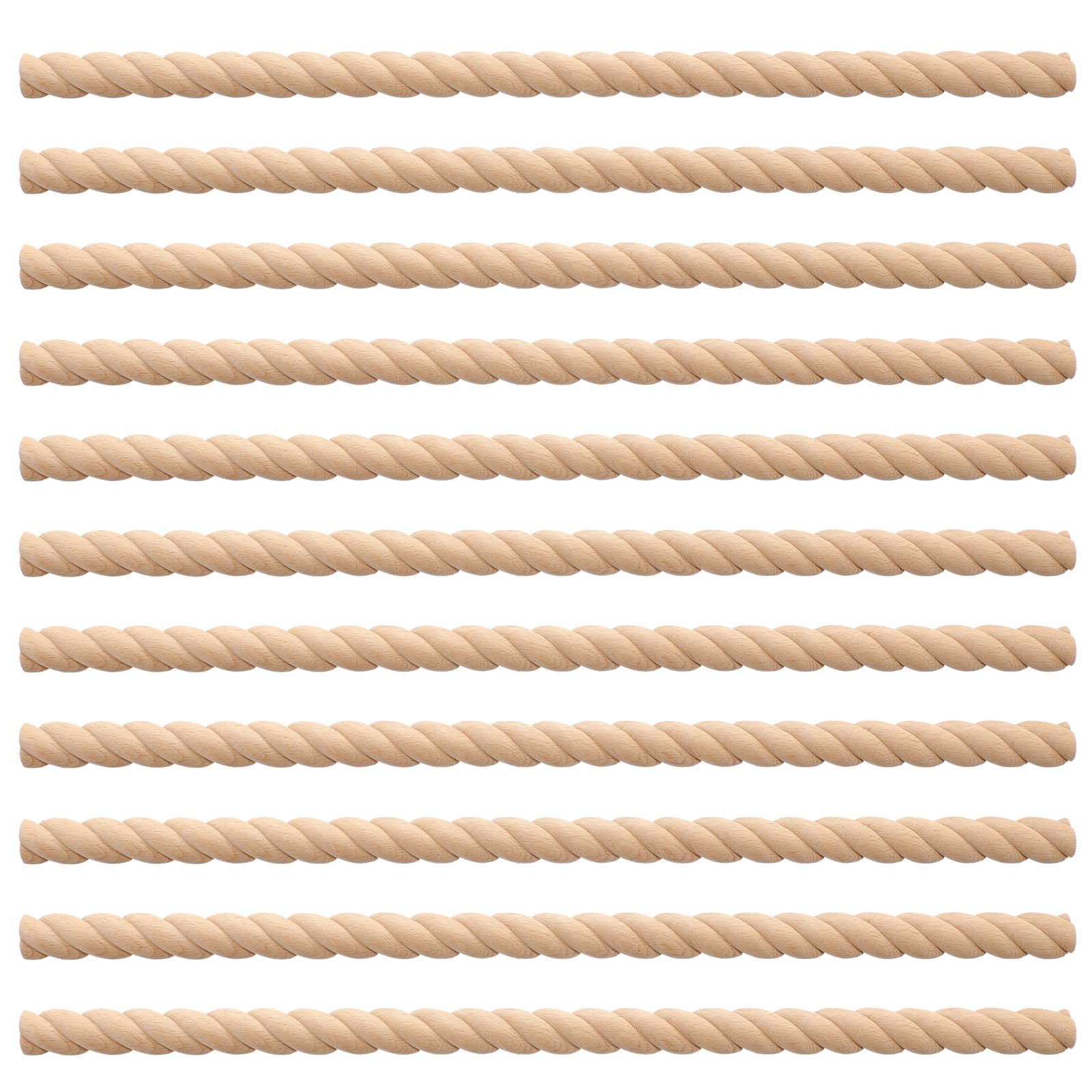 Nuanchu 12 Pcs Unfinished 3D Decorative Wood Trim Molding 15.75inch Decorative Wood Molding Cute DIY Trim for Home Wall Cabinet Shelf Window Door(Twist)