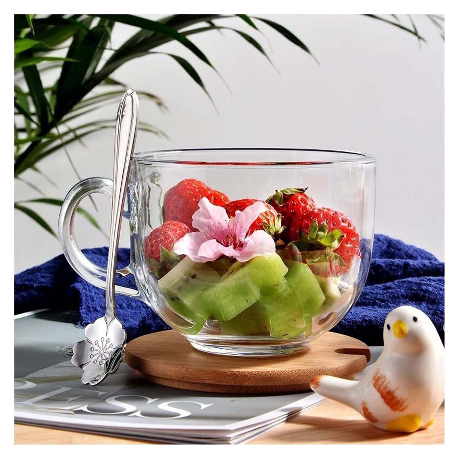 Salatschüsseln aus Glas, für Haferflocken, Frühstück, Glasschüssel mit großem Fassungsvermögen, durchsichtig, für Obstsalat, Milch, Haushaltsküche, Lebensmittelaufbewahru