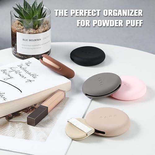 Miniatura 5 de FERYES Soporte de silicona para polvo, suave, agradable a la piel, almacenamiento de licuadora de belleza para viajes, color marrón claro (1 unidad)