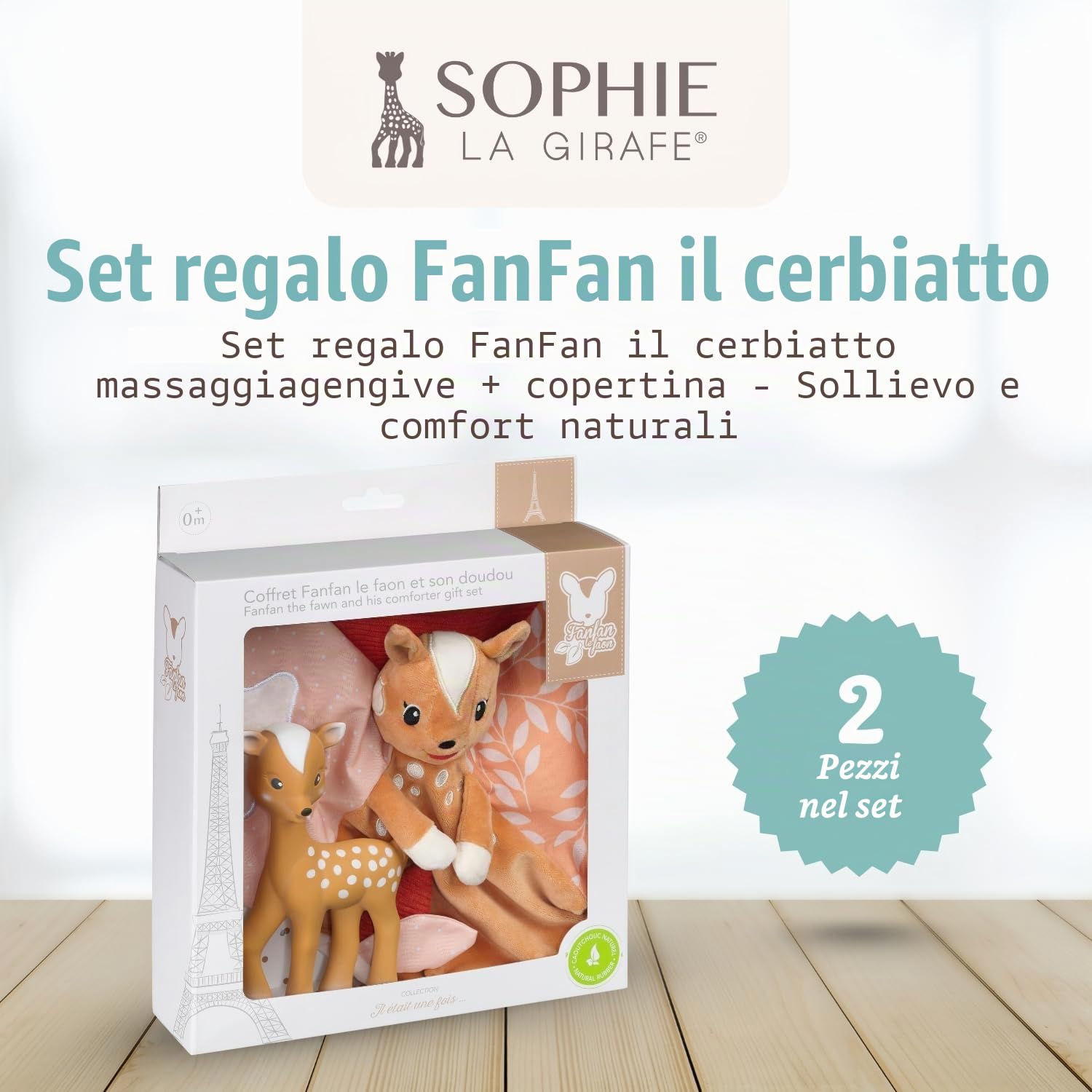 Sophie la Girafe – FanFan The Fawn Massaggiagengive & Comforter Gift Set