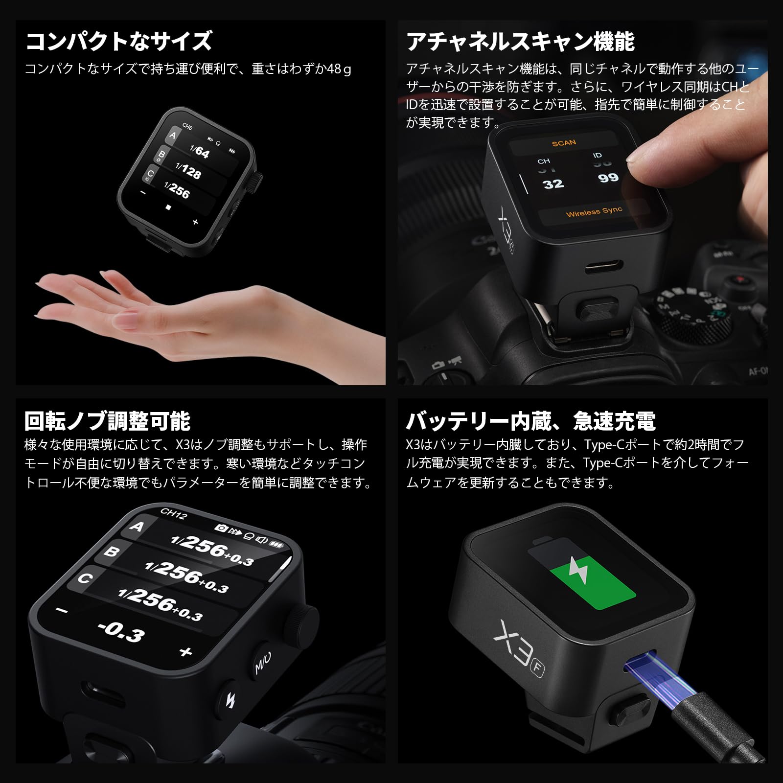 GODOX Transmetteur X3 Nano-C Compatible avec Fujifilm