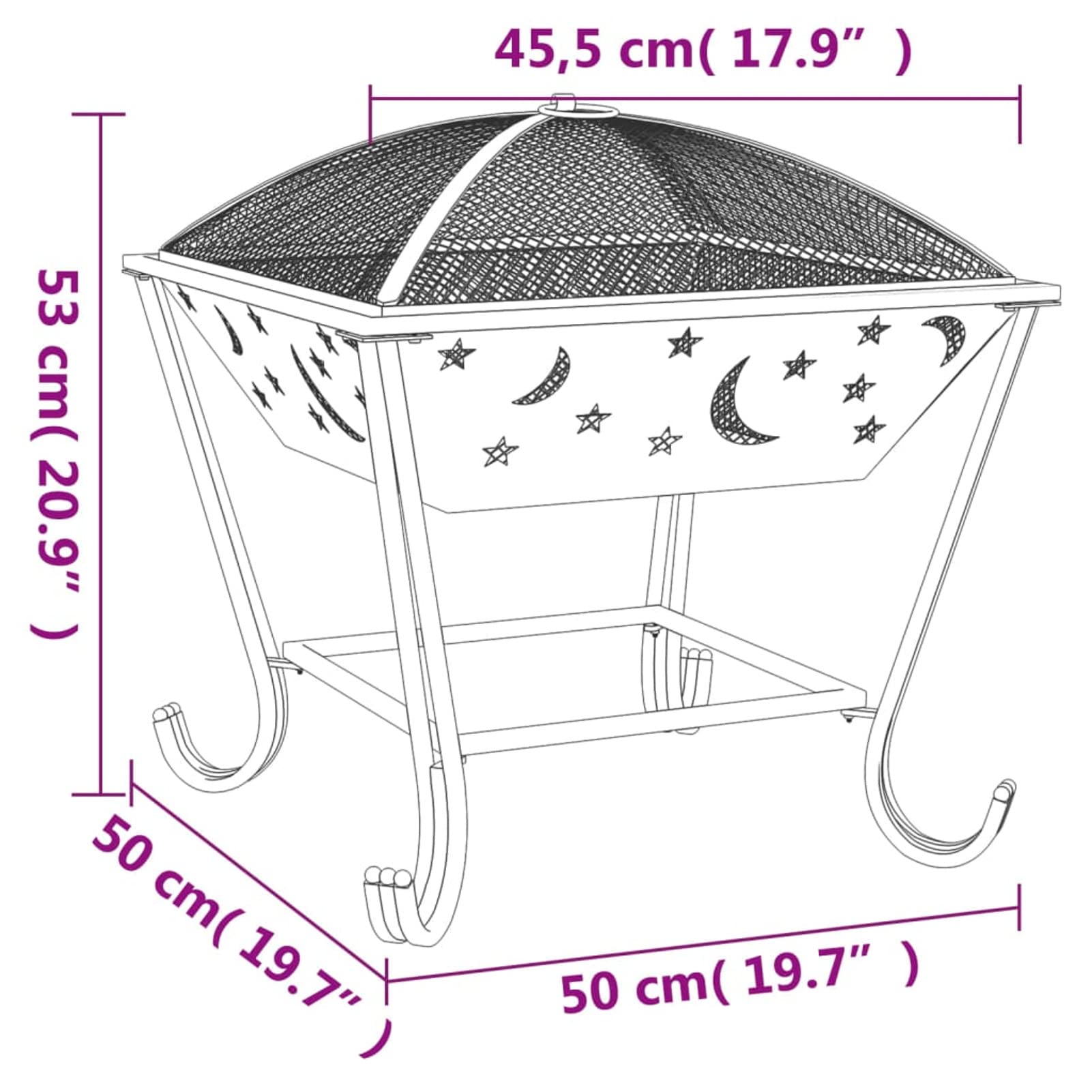 Gecheer Brasero con atizador Acero XXL 50 cm,Brasero Exterior para Jardín y Terraza TY-1