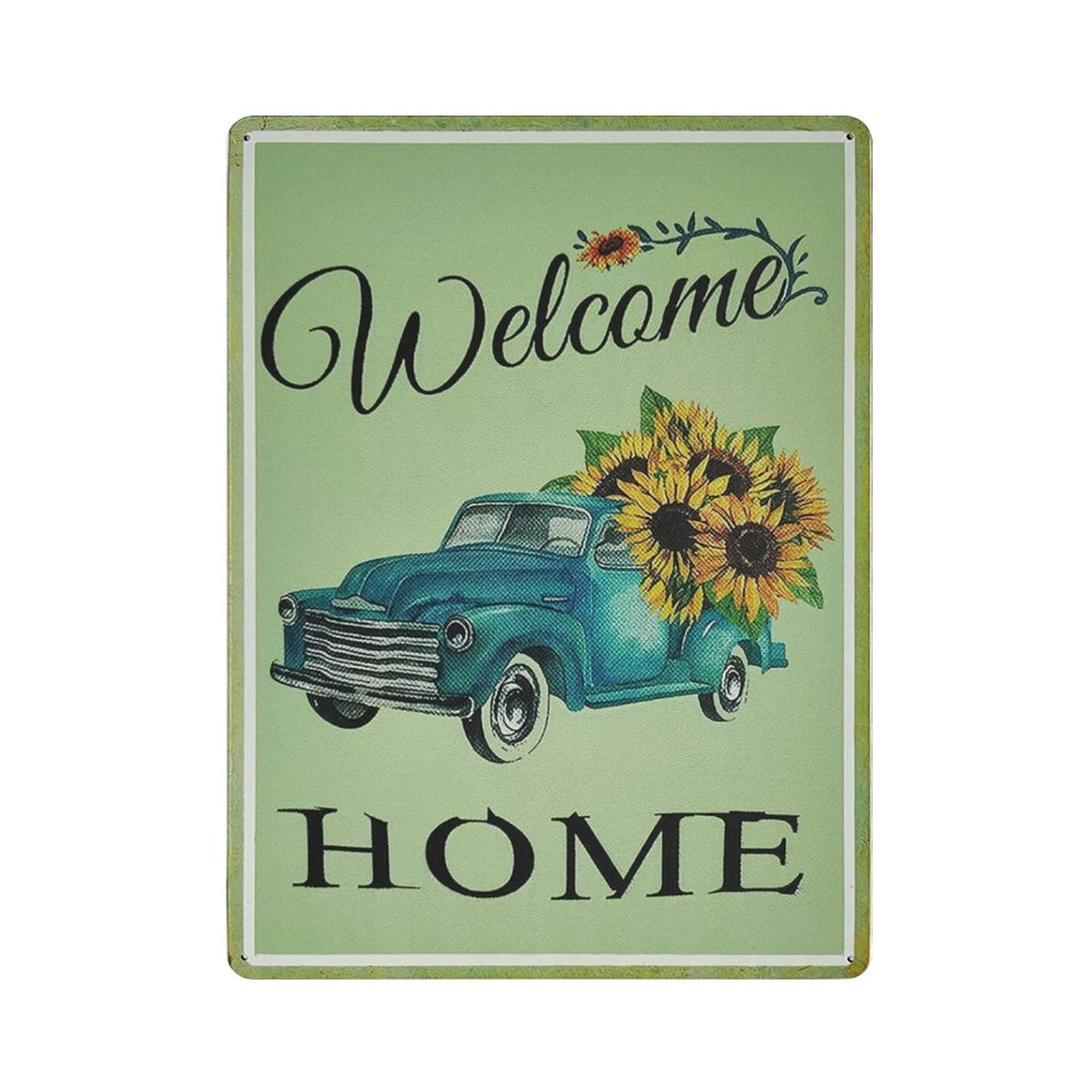 AOOEDM Welcome Home Vintage Metal Tin Sign for Home Coffee Shop Office Wall Art Metal Poster Garage Decor Man Cave Sign Inspirational Quote Wall Decor