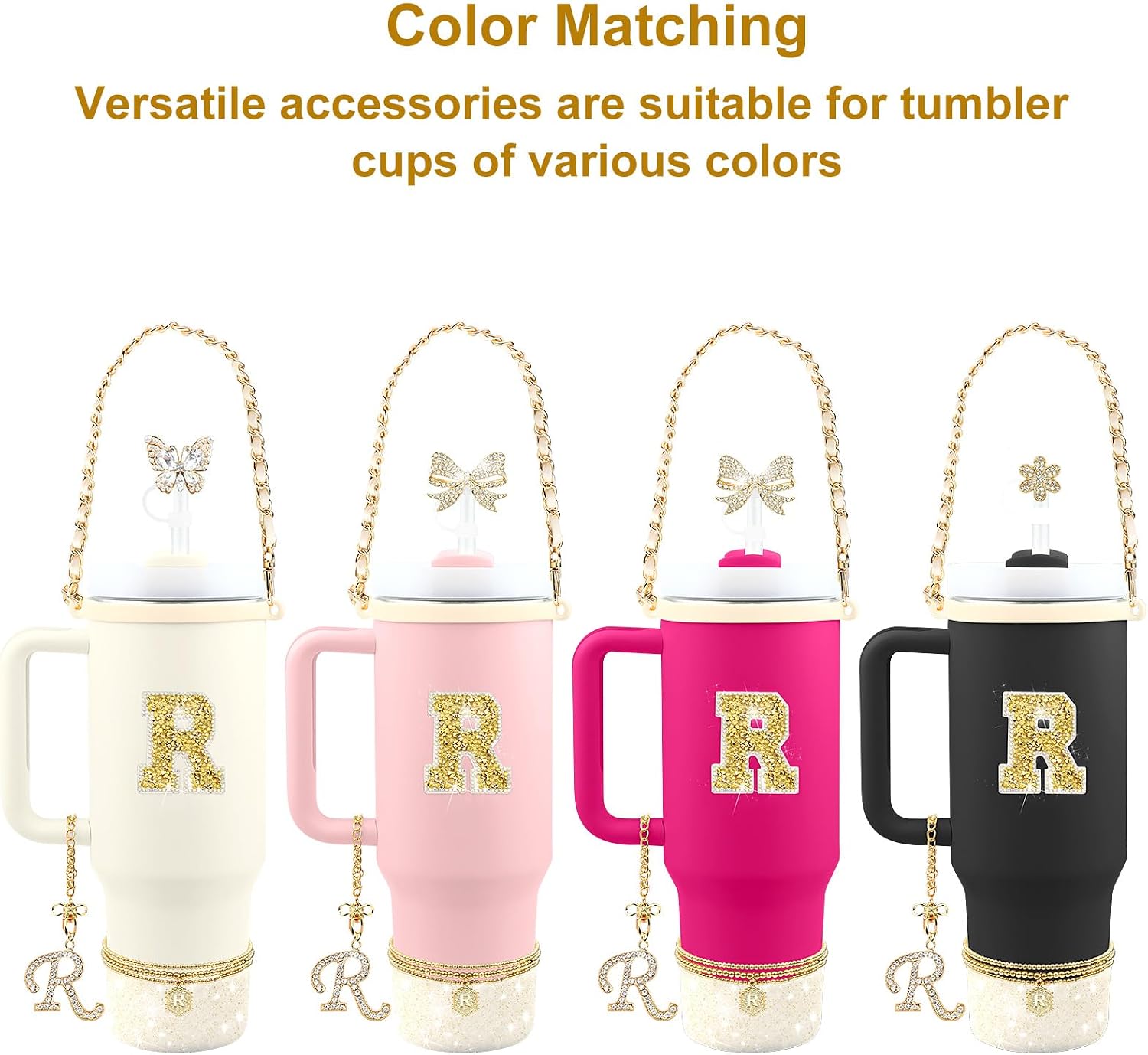 11PCS Gold for Stanley Cup Accessories with Flower Bow Charms image 2