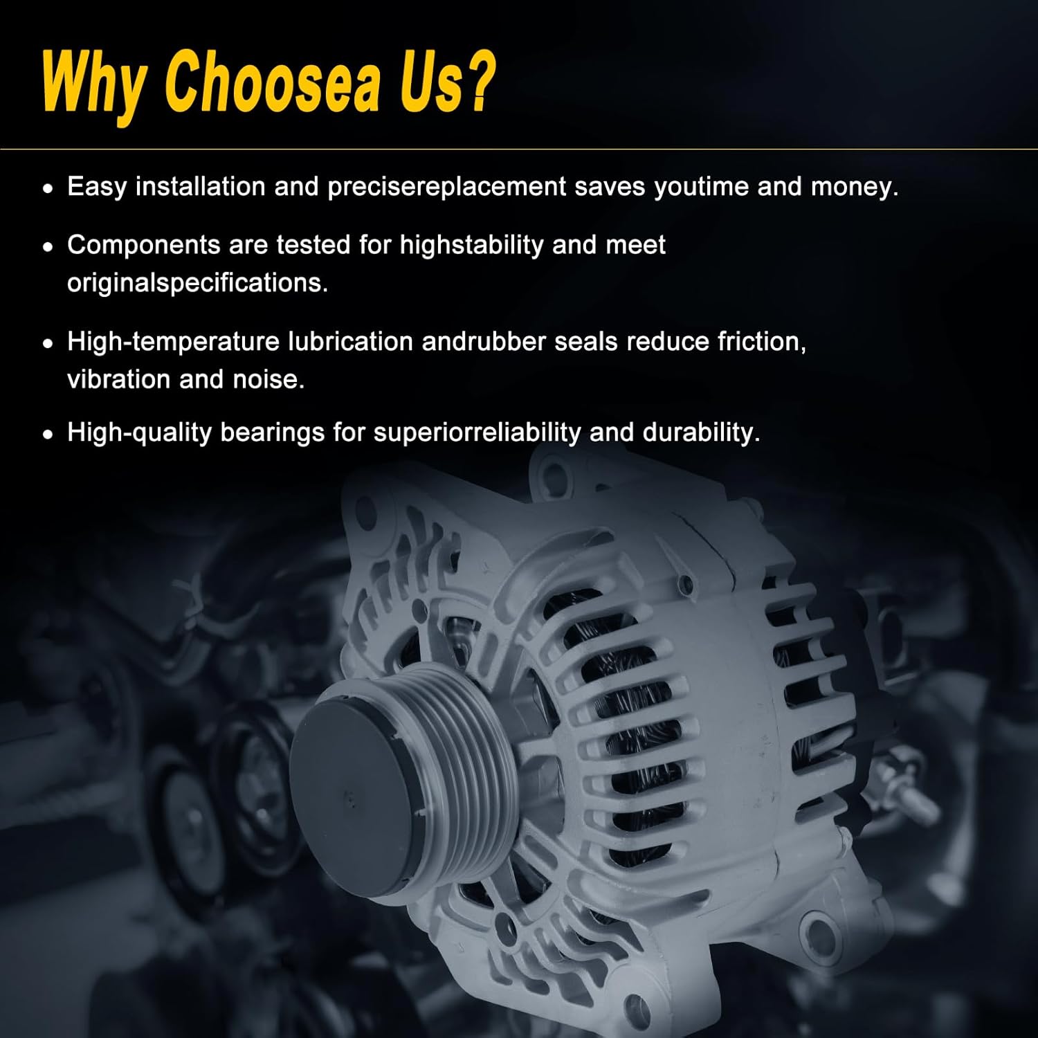 Alternator Compatible with 2011-2013 Tucson 2011-2014 Sonata 2010-2013 Forte 2011 Optima 2.4L Replace for 11A1351 373002G400