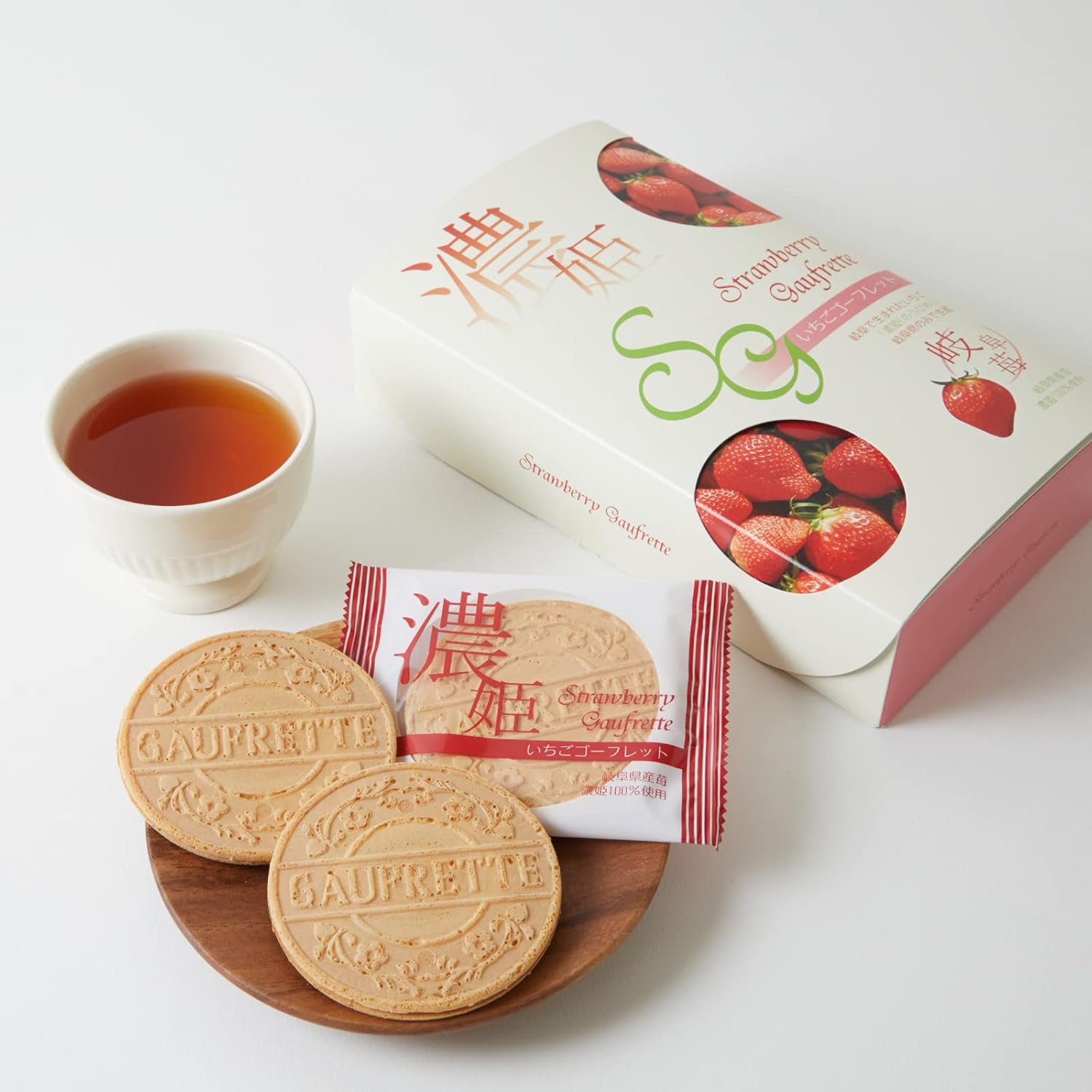長良園 濃姫いちごゴーフレット 岐阜県産ブランドいちご「濃姫」使用 贈り物 ギフト 4箱セット (各箱10枚入り)