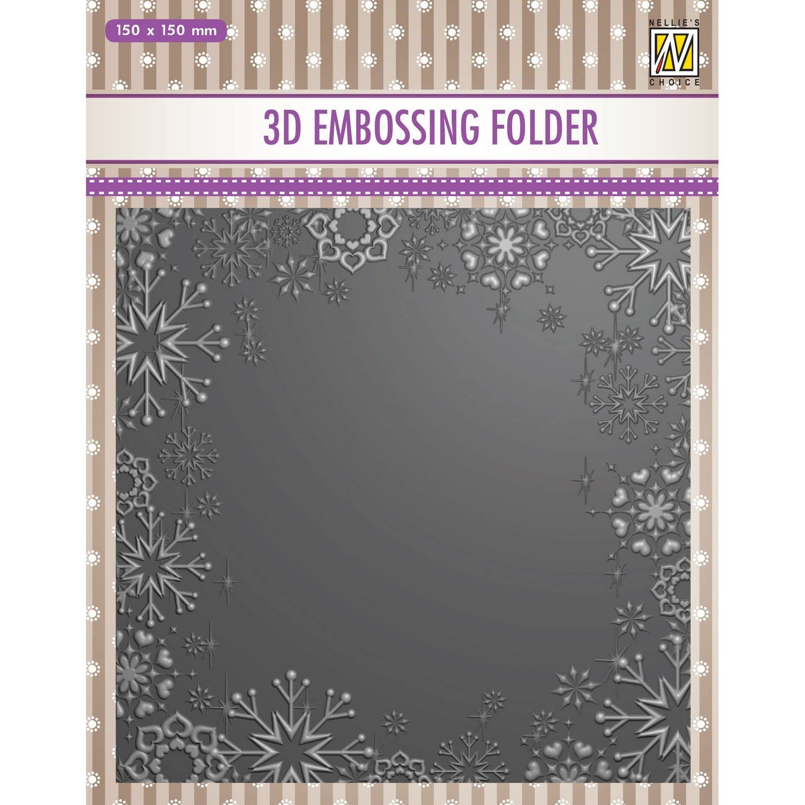 Nellie's Choice 3D Embossing Folder - Snowflakes Frame 5.9 x 5.9 - Card Making Supplies for Journaling, Scrapbooking and Paper Crafts