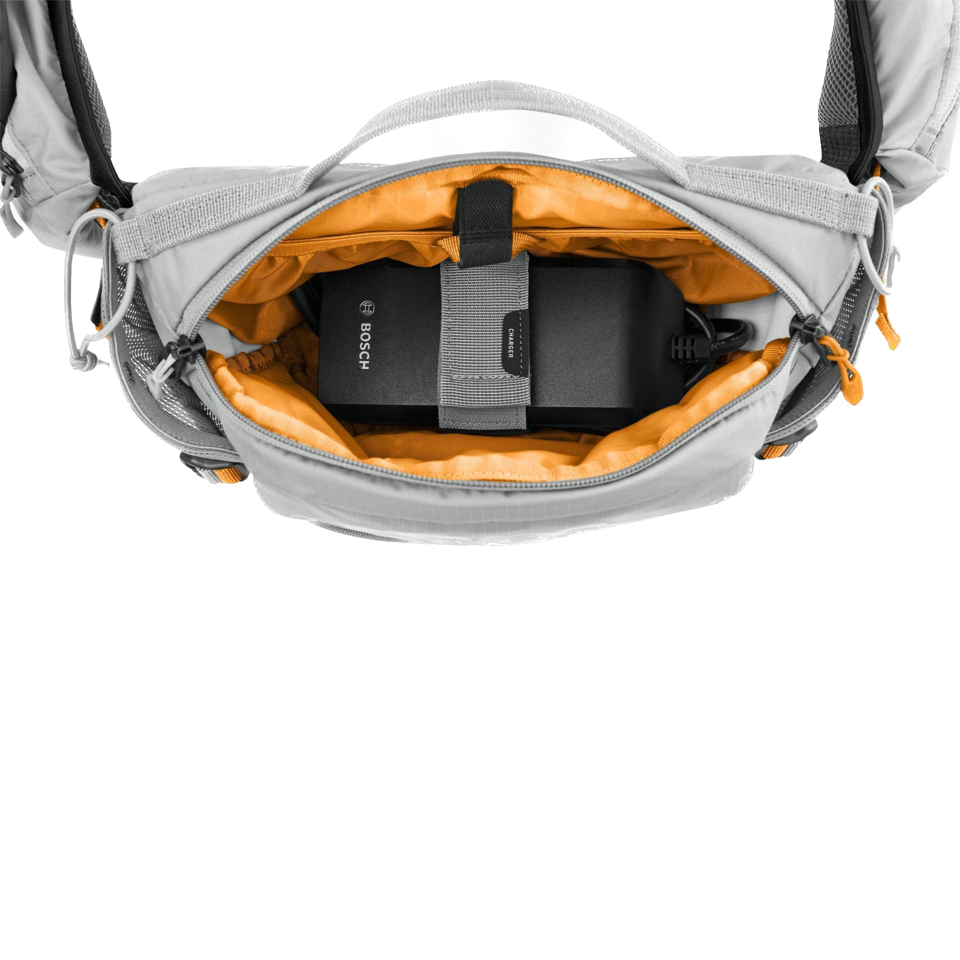 Torba biodrowa EVOC HIP PACK PRO E-RIDE 3 na wycieczki rowerowe i szlaki (pojemność 3 l, AIRFLOW CONTACT SYSTEM, pas biodrowy AIRO FLEX, system VENTI FLAP, uchwyt na butelkę), kolor: kamienny szary