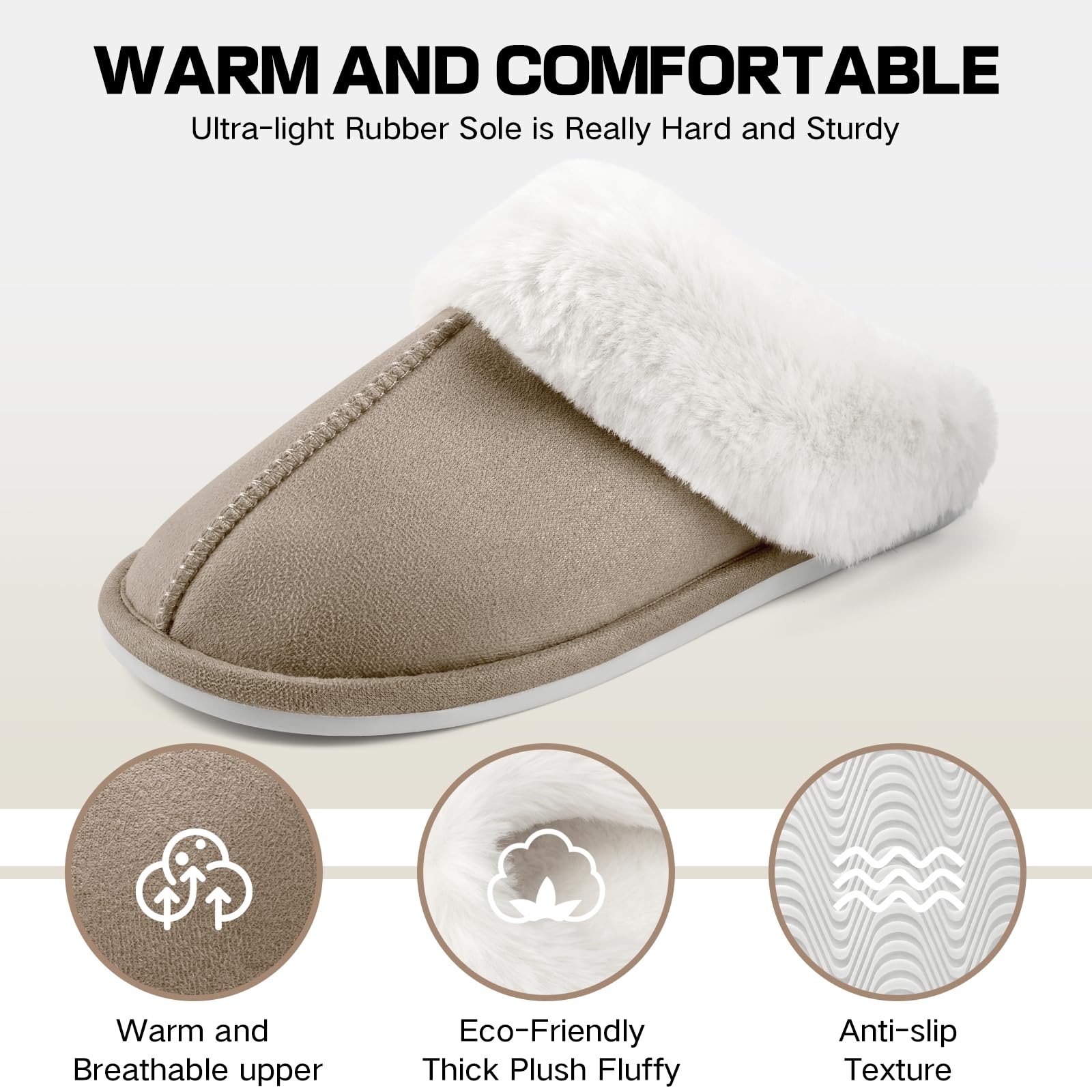 RUVVDR Pantofole Donna Uomo Ciabatte Donna Uomo Invernali Comode Pelose Ciabatte Casa di Cotone Morbido Antiscivolo Slippers Interno & Esterno