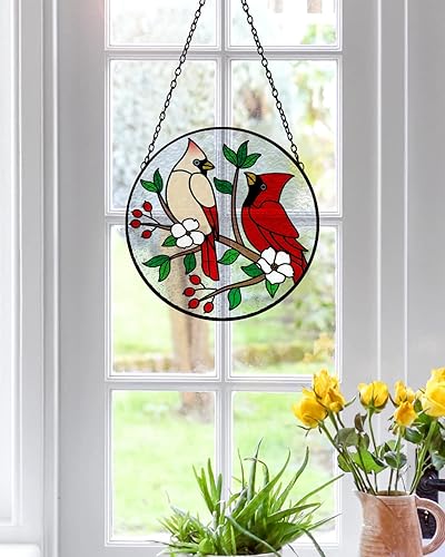 Miniatura 2 de Tuitessine Atrapasoles de flores silvestres coloridas flores para colgar en la pared, adorno para colgar en la pared, panel de vidrio pintado a mano