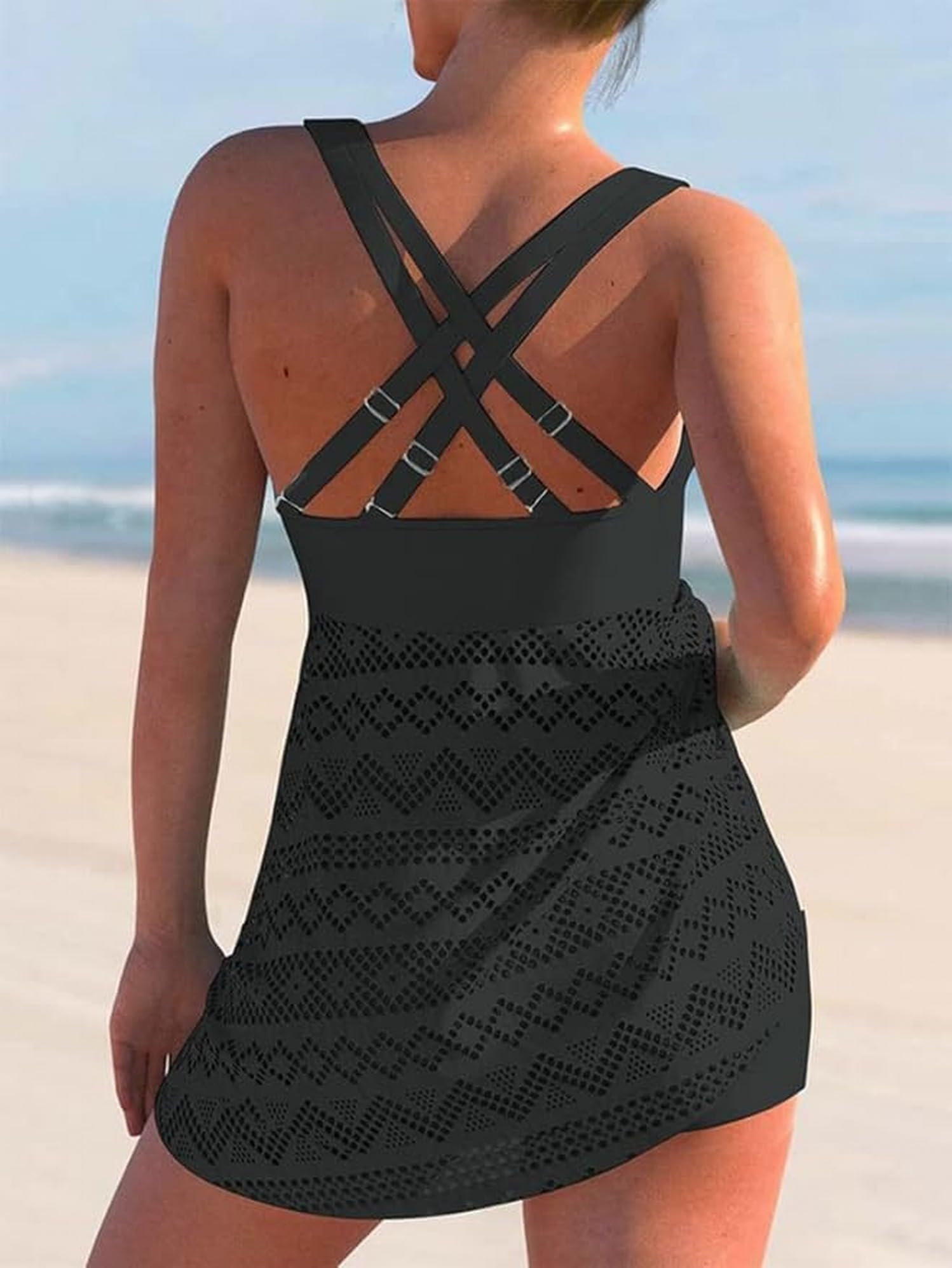Femme Maillot de Bain Tankini Ensembles Haut Débardeur et Shorty 2 Pieces Bikinis Grande Taille