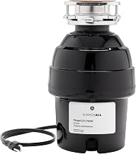 GE Disposall Continuous Feed 3/4 HP Motor Garbage Disposer, Good for Grinding: Vegetable Peels & Small Bones, Universal 3 Bolt Install & Power Cord Included, Recommended for 2-4 Person Homes, GFC765W