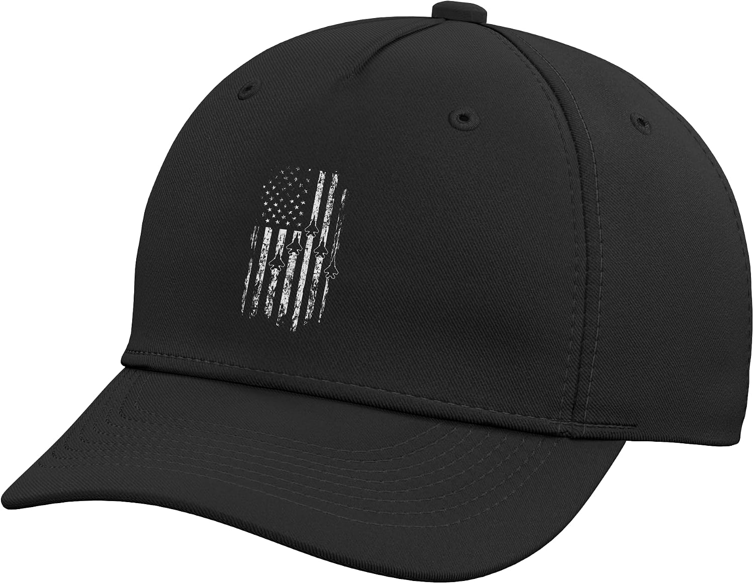 American Flag Fighter Jet Flyover USA Military Aircraft Adjustable Baseball Hat