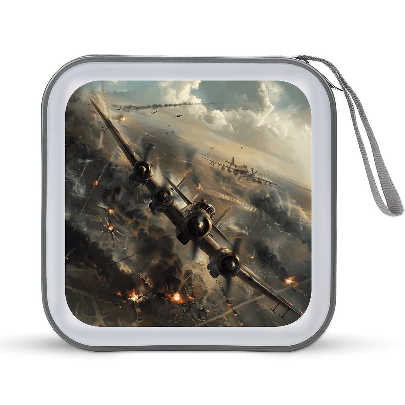 VstaDank War Plane DVD Case With Zipper Portable CD Case Hardshell DVD VCD Binder Storage Box EVA Protective Blu-ray Wallet 40 Capacity CD Wallet Movie Music Media Disc Wallets