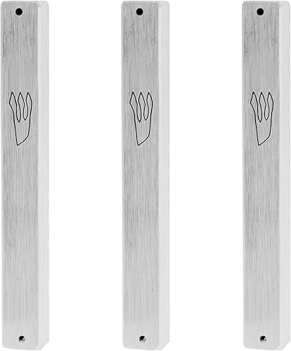 Paquete de 3 Funda clásica de aluminio para mezuzá (con clavo), fácil de despegar y pegar, resistente a la intemperie, mezuzá de puerta hecha en