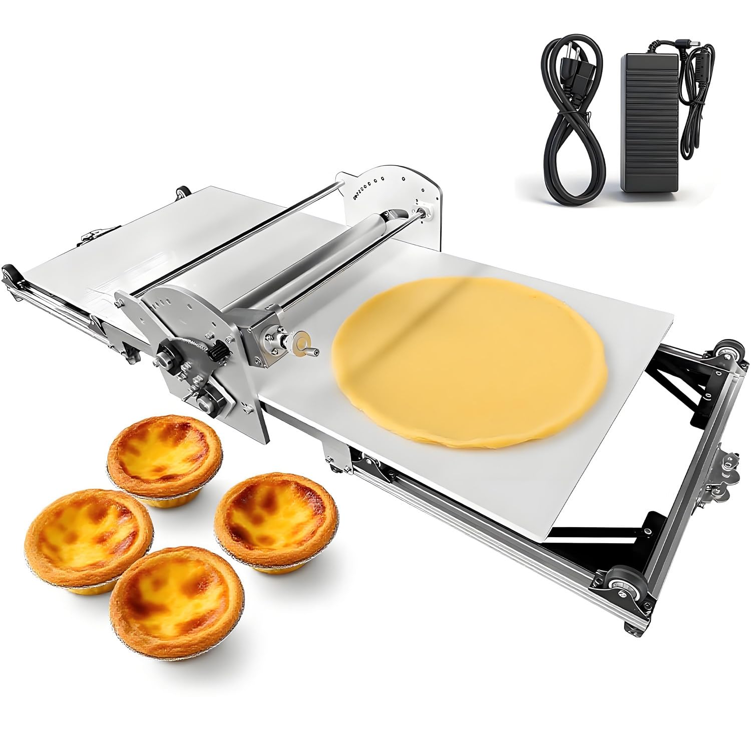 Macchina elettrica per impasto, per uso commerciale, rullo pieghevole in acciaio inox, regolazione dello spessore 2-30 mm, rotazione avanti e indietro, per pasticceria e pasticceria hobby