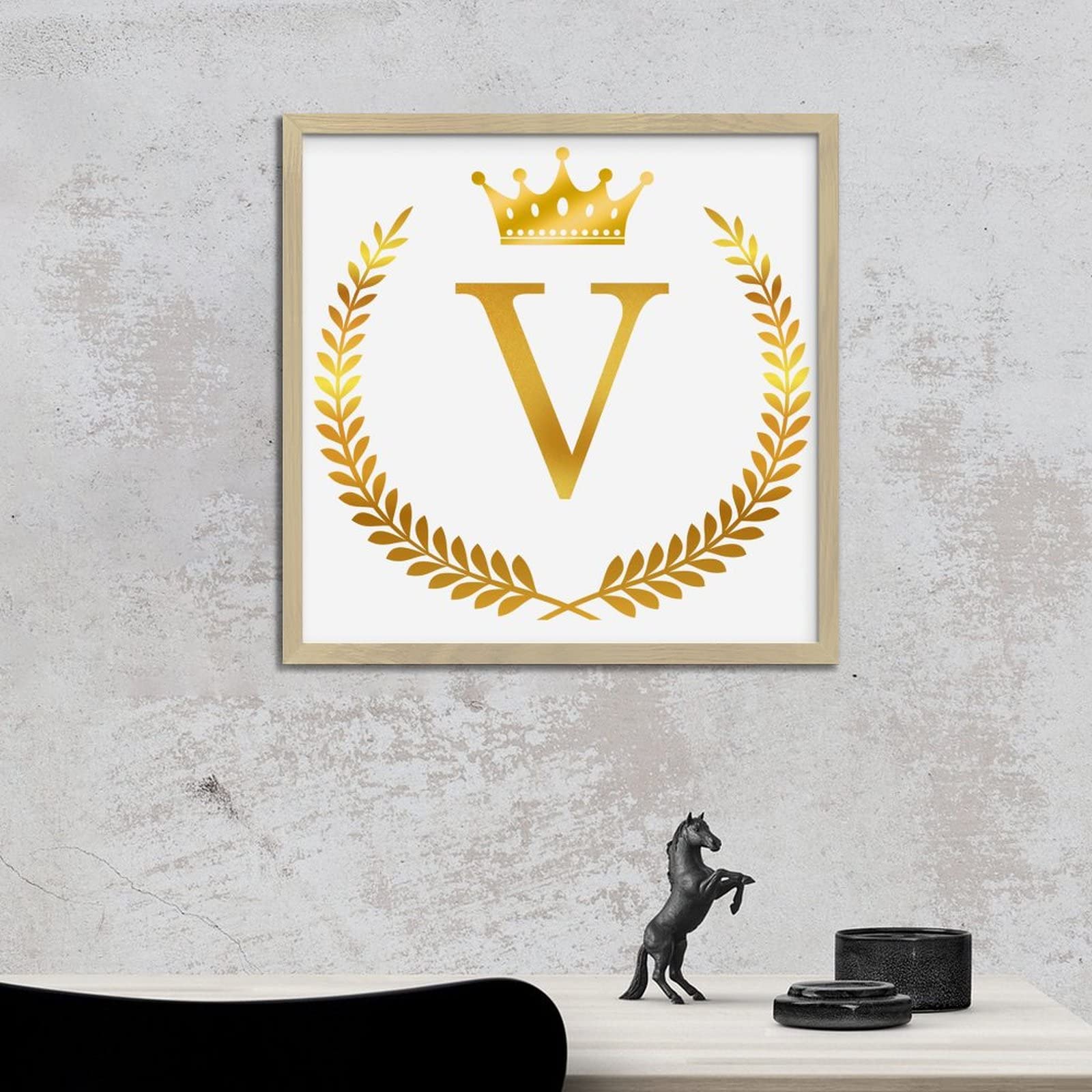 Yelolyio Monogramm-Buchstabe Q Auf Leinwand – Vintage Wandkunst Mit Holzrahmen Für Zuhause