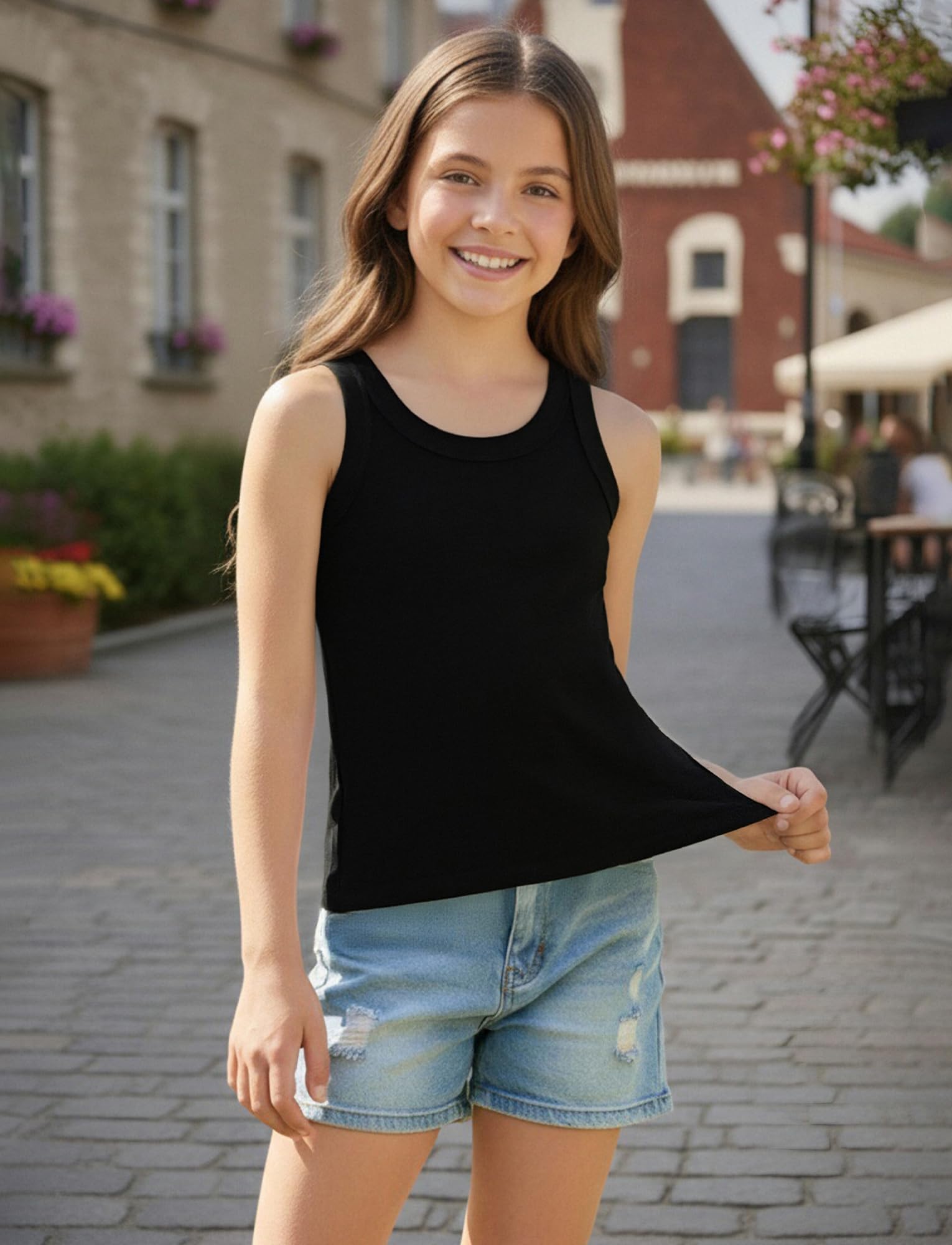 FEOYA Niña Camiseta Interior Pack De 2 Cómoda Niño Camisetas Interiores Elástica Suave Niña Camiseta Interior Sin Mangas Tirantes 2-14 Años