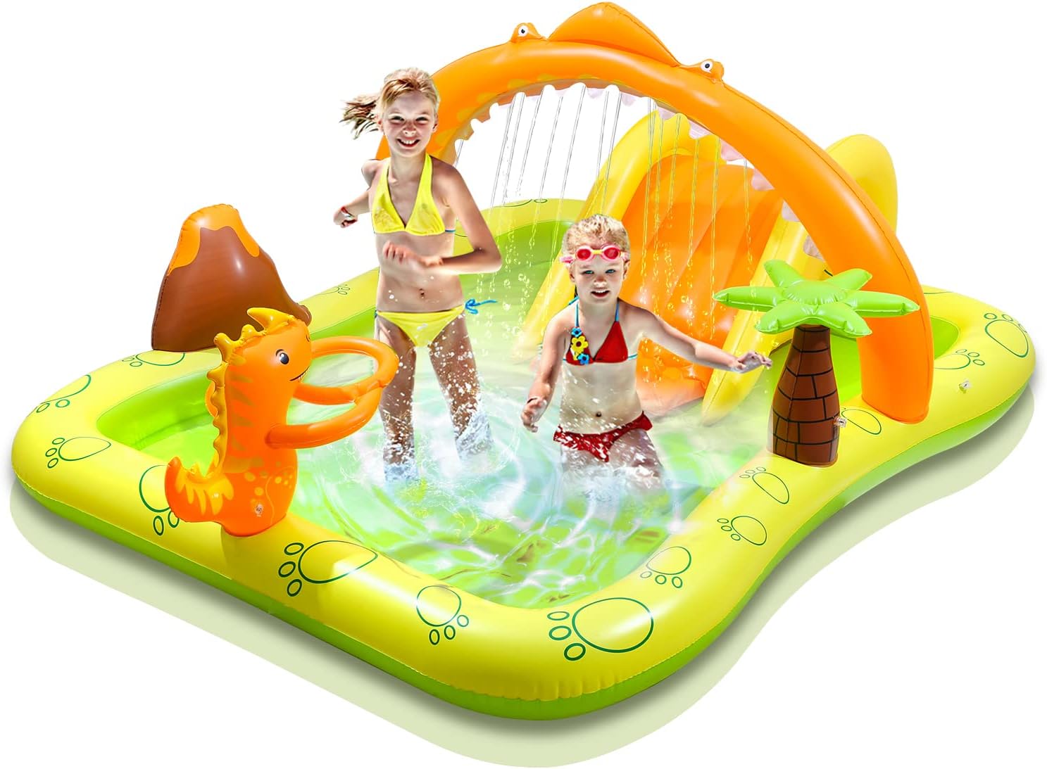 Aufblasbarer Dinosaurier Sprinkler - Planschbecken Für Kinder Im Garten