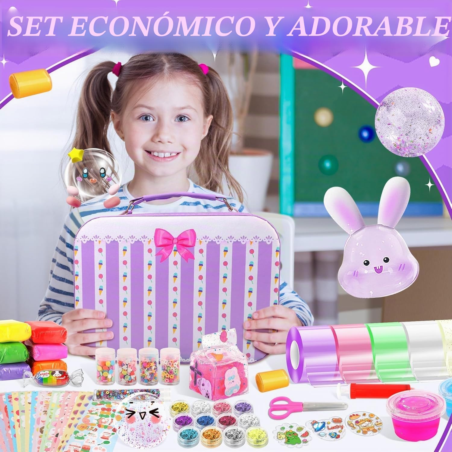 JONRRYIN 106 Piezas Cintas Nano Tape Bubble Kit, Juegos de Manualidades Cinta Nano-Tape para Niños, Cinta Multifuncional de Nanoburbujas con Perlas, Pegatinas y Accesorios