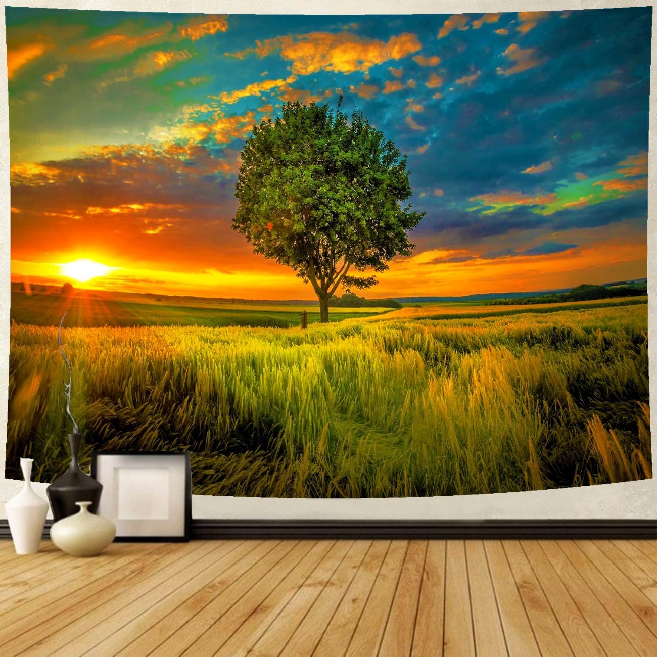 Delur Sunset Tree of Life Tapestry Forest Nature Landscape