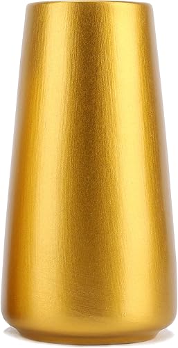 Jarrón Dorado - Jarrón de Flores de Cerámica Dorada de 8" para Decoración del HogarMesaAcento, Jarrones Modernos Minimalistas para Centros de Mesa,