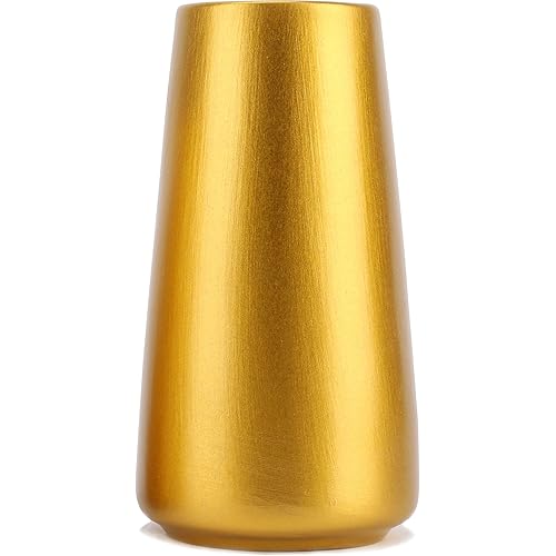 Ceramic Vase - Flower Vase Minimalism Style for Modern Table Shelf Home Decor, Fit for Fireplace Bedroom Kitchen Living Room Centerpieces Office Desk (Gold, Small)
