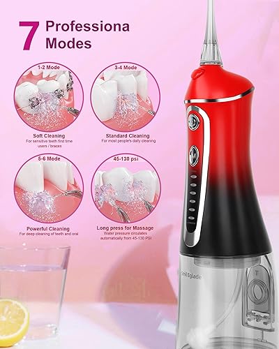 Miniatura 2 de Water Dental Flosser Picks,SmilEglade Dental Oral Irrigator Rechargeable for Teeth Picks Cleaning IPX7 Waterproof for Home Travel 7 Levels