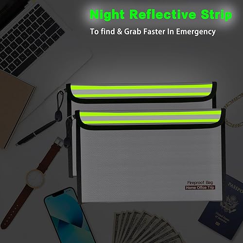 Miniatura 5 de Bolsa de documentos ignífuga de 11.0 x 6.7 in, para oficina en casa, viajes, bolsa de almacenamiento segura con cremallera para documentos, dinero