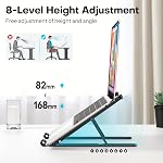 OMOTON 8-Level Adjustable Laptop Stand for Desk, Foldable & Portable ABS + Silicone Laptop Riser with Heat Dissipation, Ergonomic Computer Stand for All Laptop and Tablet up to 15.6”