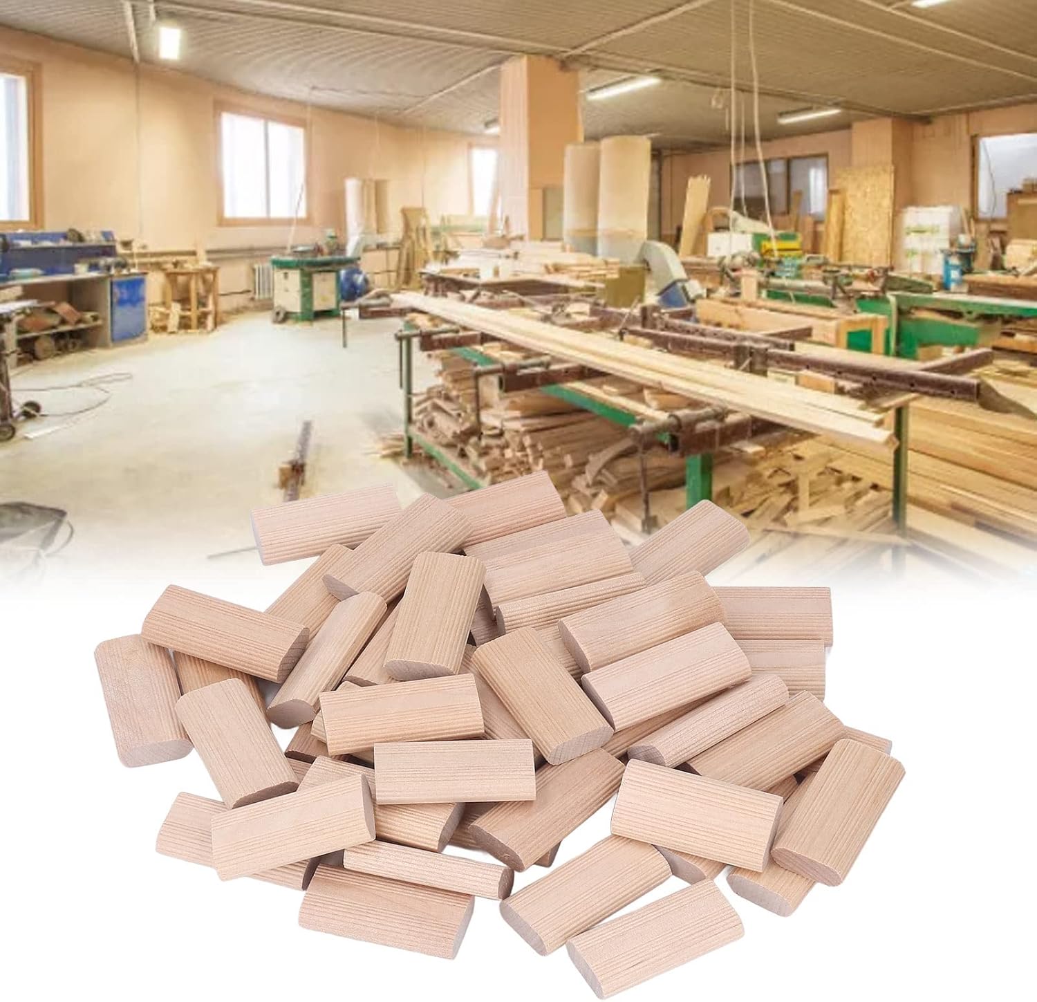 ZAWELIYO 50PCS Wood Dowel Block, Wood Dowel Stopper Beech Insertion Dowel Block for Woodworking Furniture Splicing, Floating Dowel, Mortise, Cabinet Making, Framing Projects