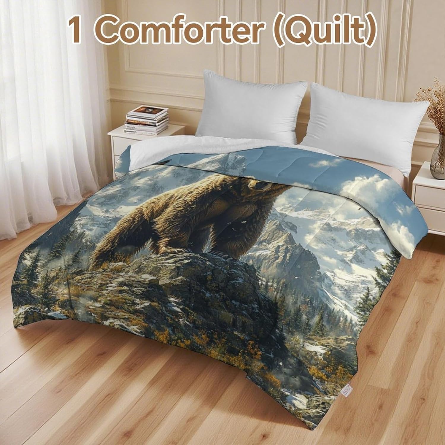 Mountain Bear Stand Comforter Bedding Heavy Bed Blanket Soft Warm Fluffy All Seasons Only Quilt 155x220cm