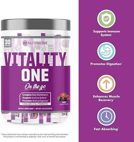 Miniatura 5 de NutraOne VitalityOne On The Go Complete Multivitamínico, probiótico y mezcla enzimática, crema de naranja, 30 porciones
