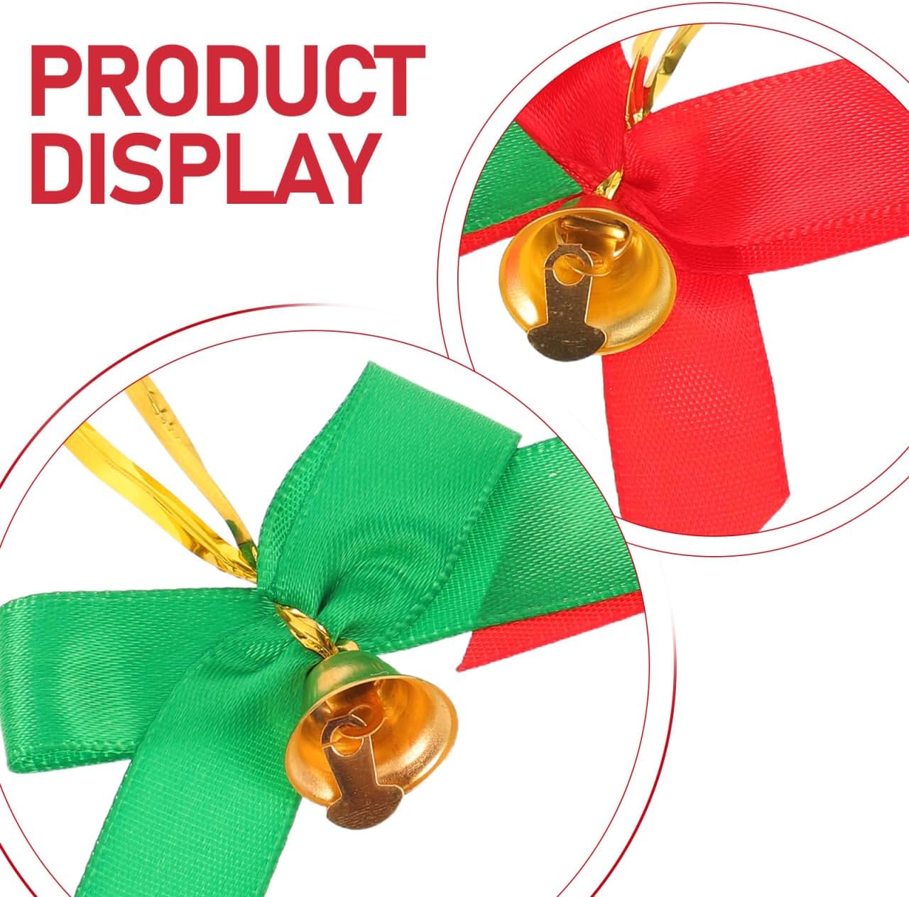 Operitacx 20pcs Christmas Bows with Bowknot, Mini Hanging Bowknot Decorations for Xmas Tree and Holiday Party Decor