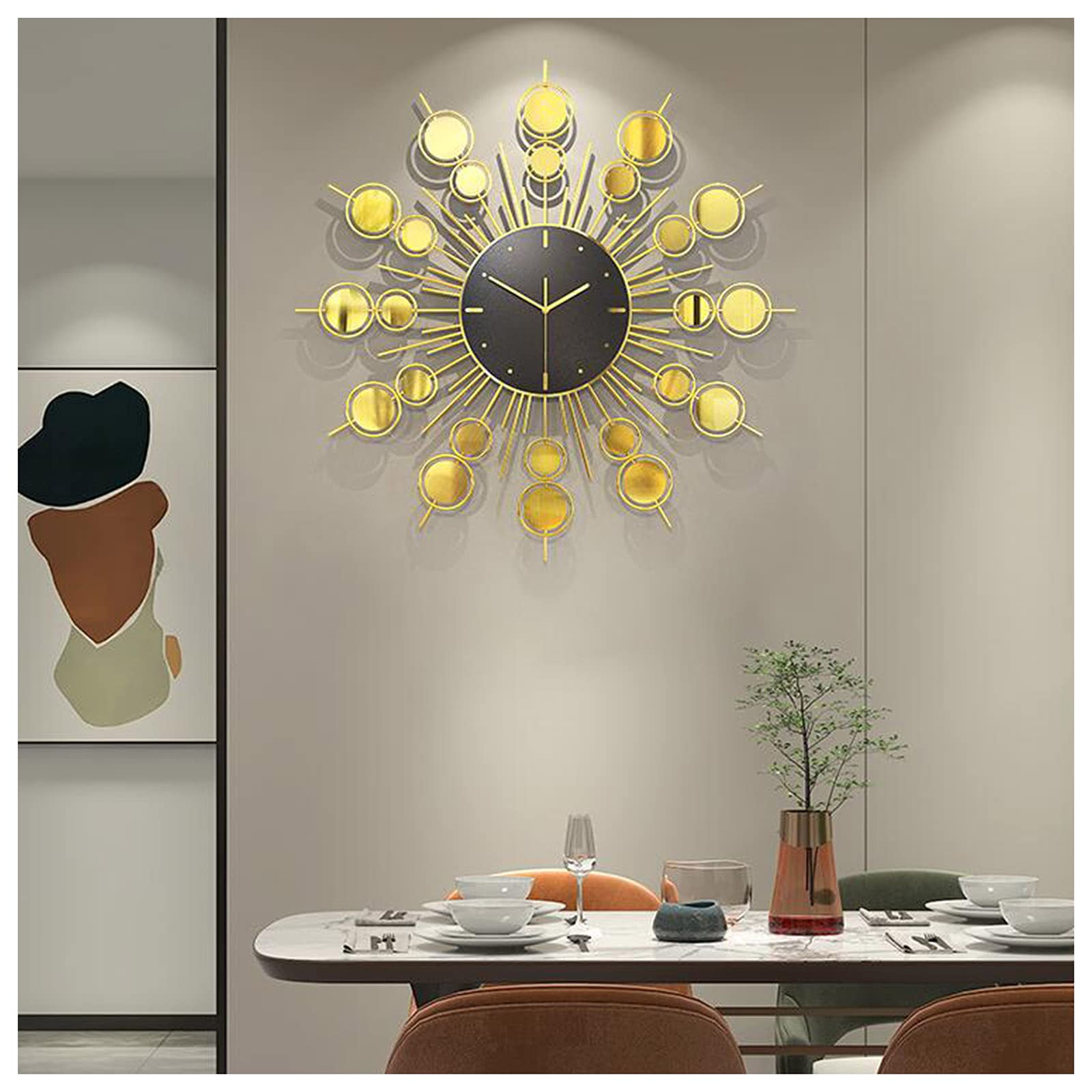 鈴　(大)　壁掛け Amazon.co.jp: 28 IN大型壁掛け時計、反射金属素材壁掛け時計サ