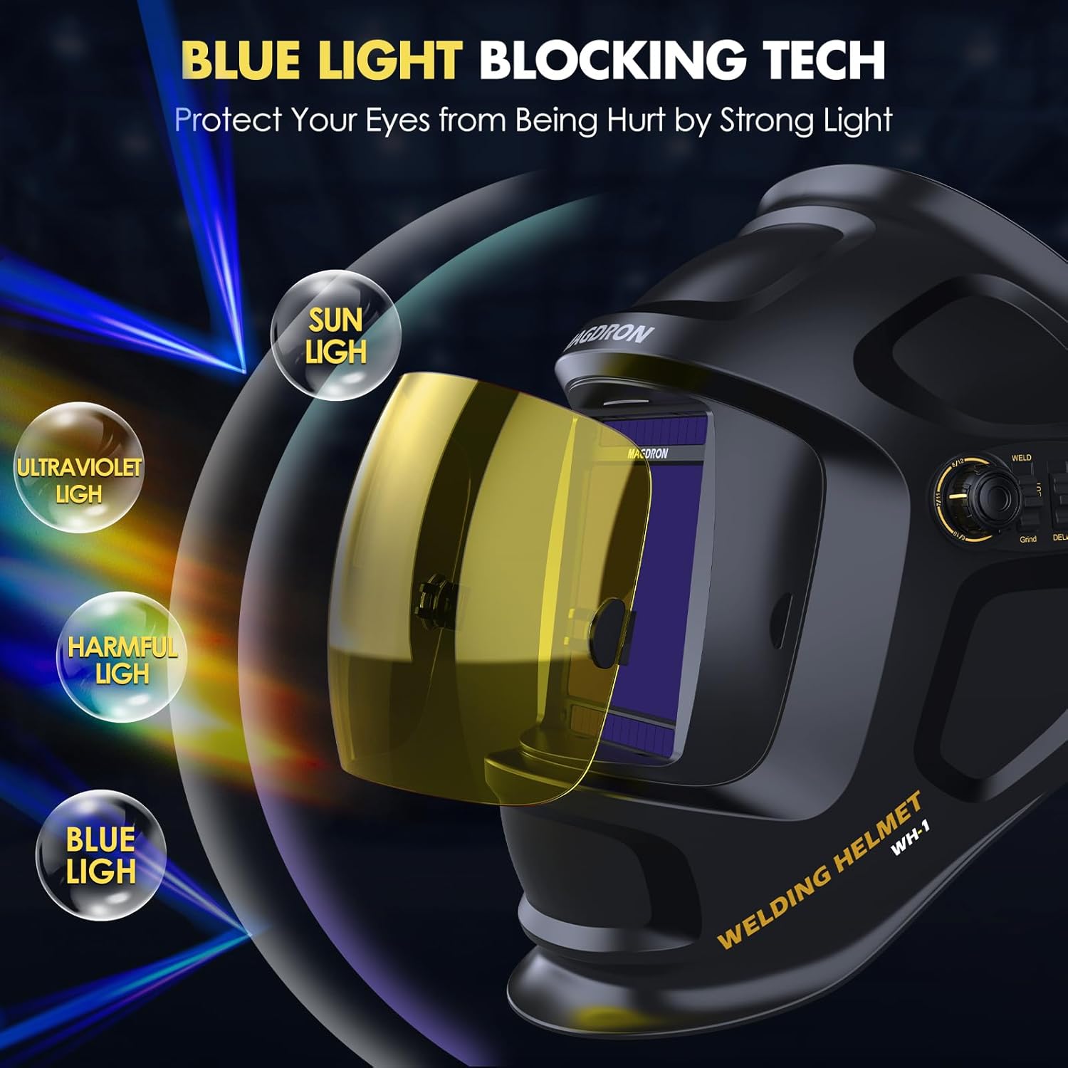 Auto Darkening Welding Helmet Large View 3.94" x 3.66", True Color Welding Hood Optical Clarity, 4 Arc Sensor Solar/Battery Powered, Wide Shade 3.5/5-9/9-13 Welder Mask for TIG MIG ARC Cut Grind - Image 3