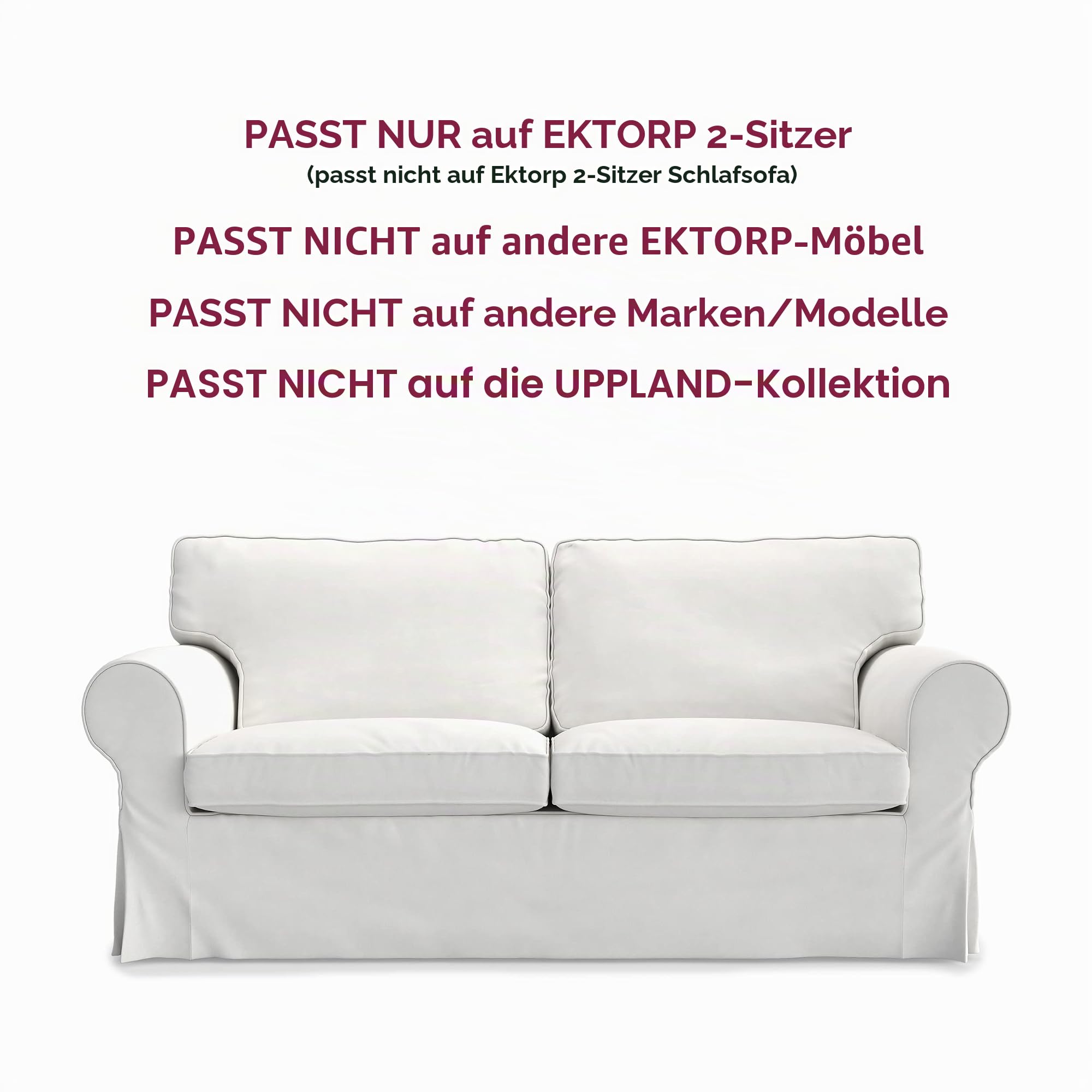 TLYESD Ersatzbezug für IKEA Ektorp 2-Sitzer-Sofa, Baumwoll-Stoff Hellkhaki