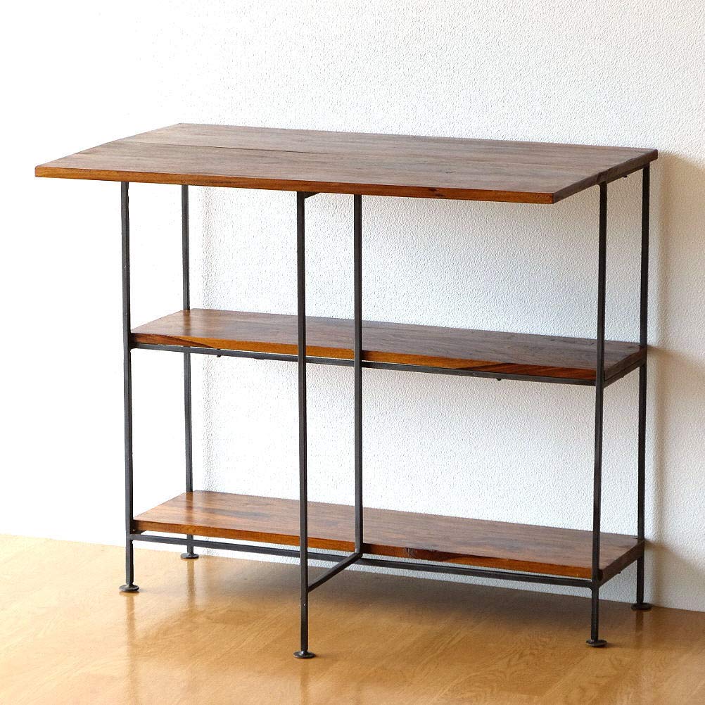 Amazon｜シェルフ 木製 鉄 可動式 折りたたみ 棚 キッチンカウンター 