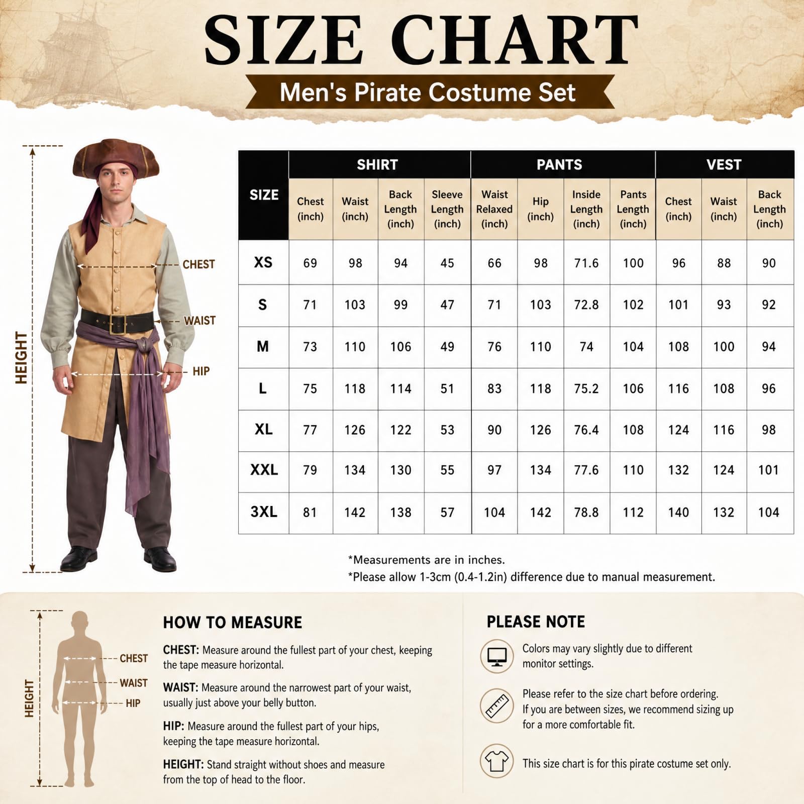 Costume Pirata Capitano Backrooms Clark Con Cappello Piume Uomo