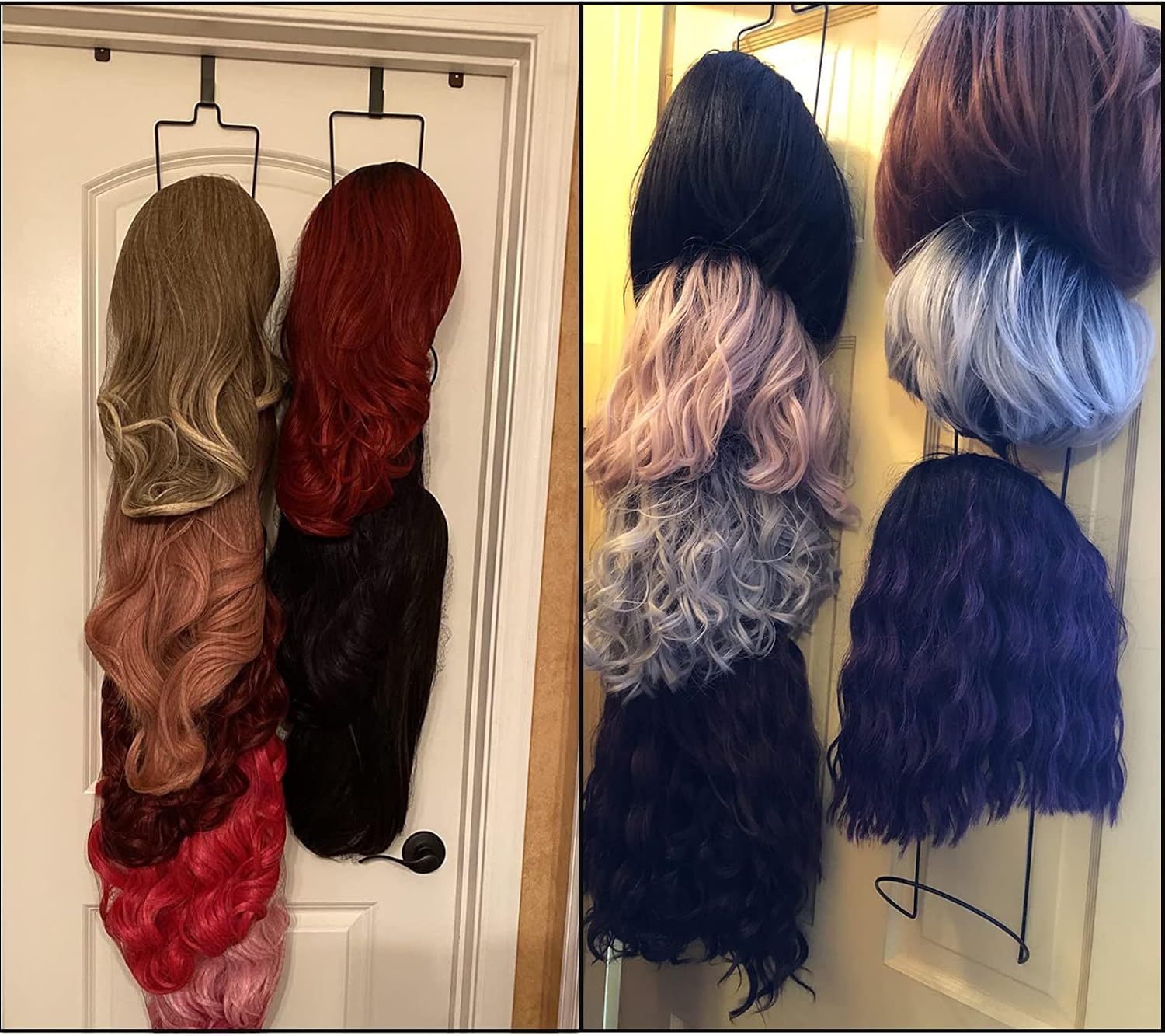 Livememory Hanging Hat Rack, Hanging Wig Rack Baseball Caps Hat Racks for Door, Wall, Closet, Bathroom, 10pcs (Black)