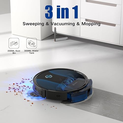 Miniatura 2 de Coredy Robot Aspirador, totalmente nuevo, con tira de carga incluida, protección de sensor inteligente de 360, succión de 1400 pa máxima, aspirador