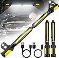 SYLSTAR 2400LM Rechargeable Magnetic Underhood Work Light with Hooks, 4400mAh Battery for Mechanics, Garage, Car Repair (Yellow)