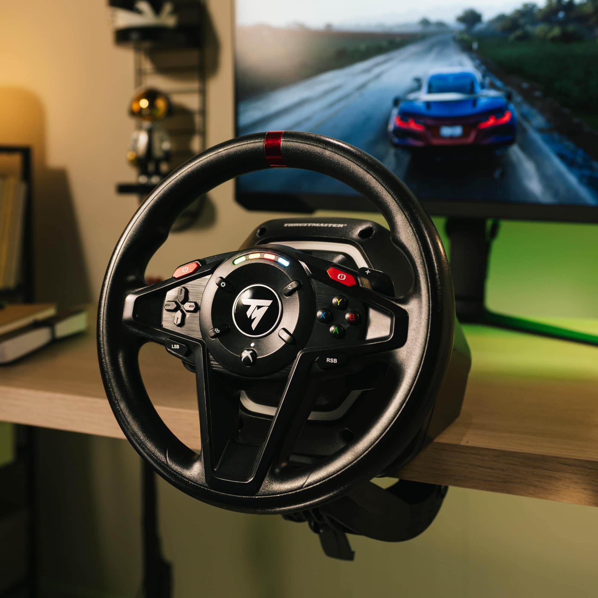 Thrustmaster T128 Kabelgebundenes Lenkrad Dynamisches Force Feedback Rennlenkrad-Set Magnetische Pedale Kompatibel Xbox Series X|S Xbox One PC Schwarz