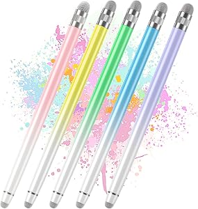 Bopomofo 5PCS Stylus Pen for Touchscreen,High Sensitivity & Precision | Metal Barrel,Fiber Tip,No Charging,Compatible with iPhone iPad Android Microsoft Surface Nintendo Switch Touch Screen