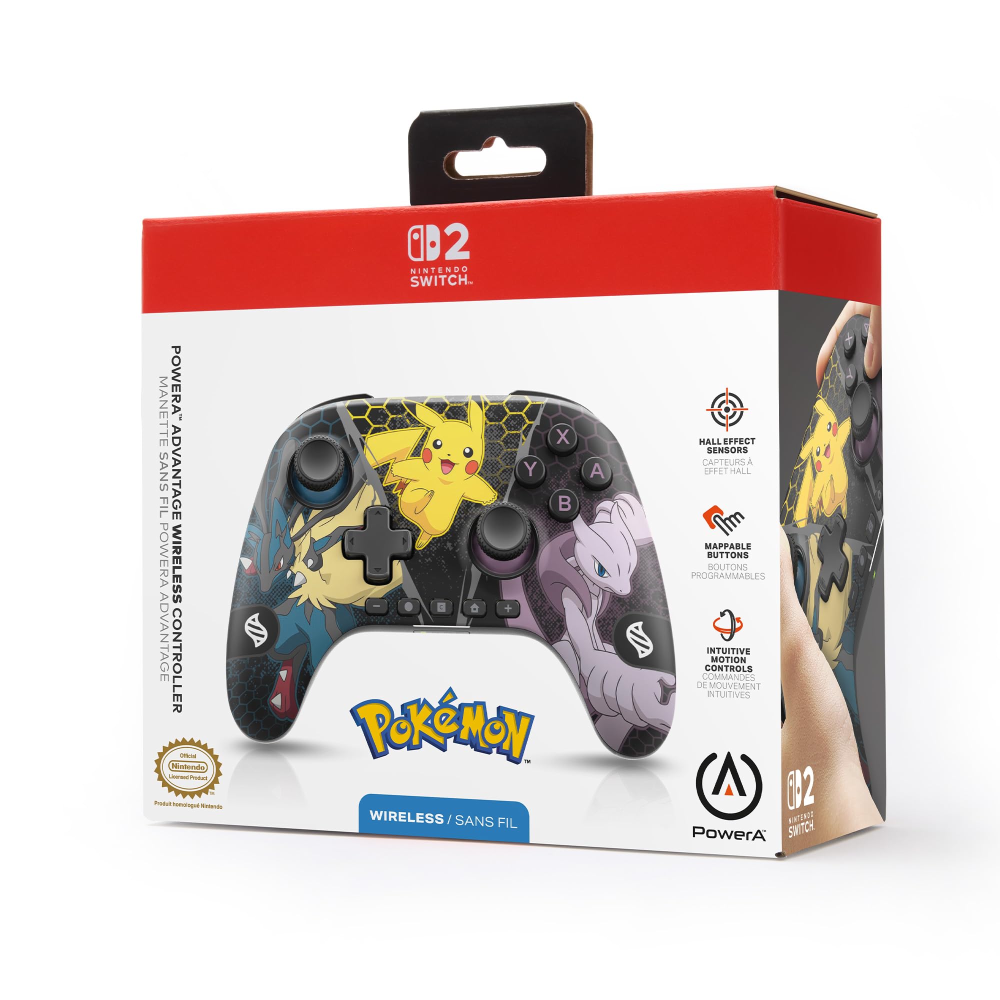 PowerA Controller senza fili Advantage per Nintendo Switch 2 - Pokémon: Evoluzioni MegaCon licenza ufficiale, effetto Hall, pulsanti mappabili, controller pro, Pulsante C, comandi di movimento