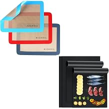 Baking Supplies Silicone Baking Mats Cookie Sheets Quarter Sheet Baking Mats Reusable Silicone Mat 3 Pack+Oven Liners for Bottom of Electric Gas Toaster Oven Microwave 4 Pack Oven Accessories Tools