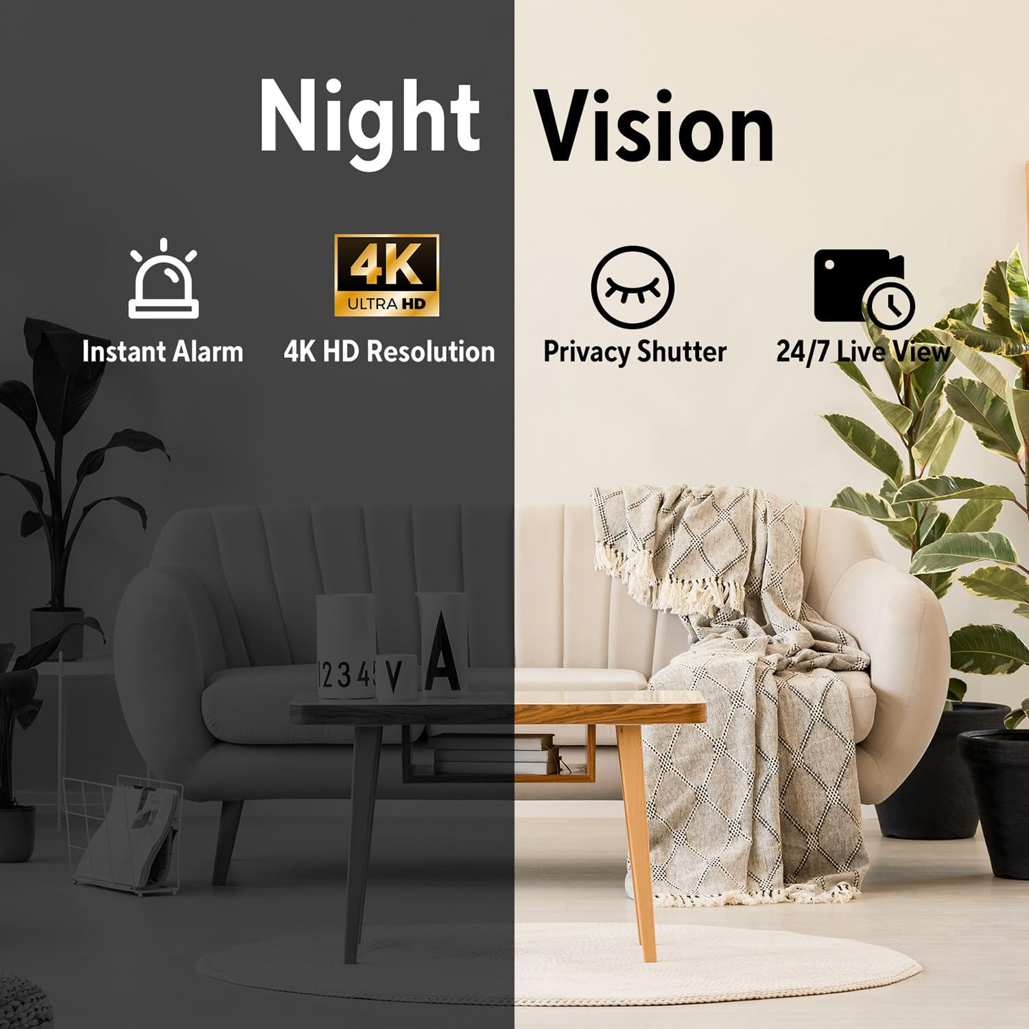 Cámara oculta, cámara de seguridad inalámbrica para interiores para niñera/mascota/bebé, cámara espía WiFi con reloj despertador y altavoz Bluetooth, visión nocturna HD 4K y detección de movimiento
