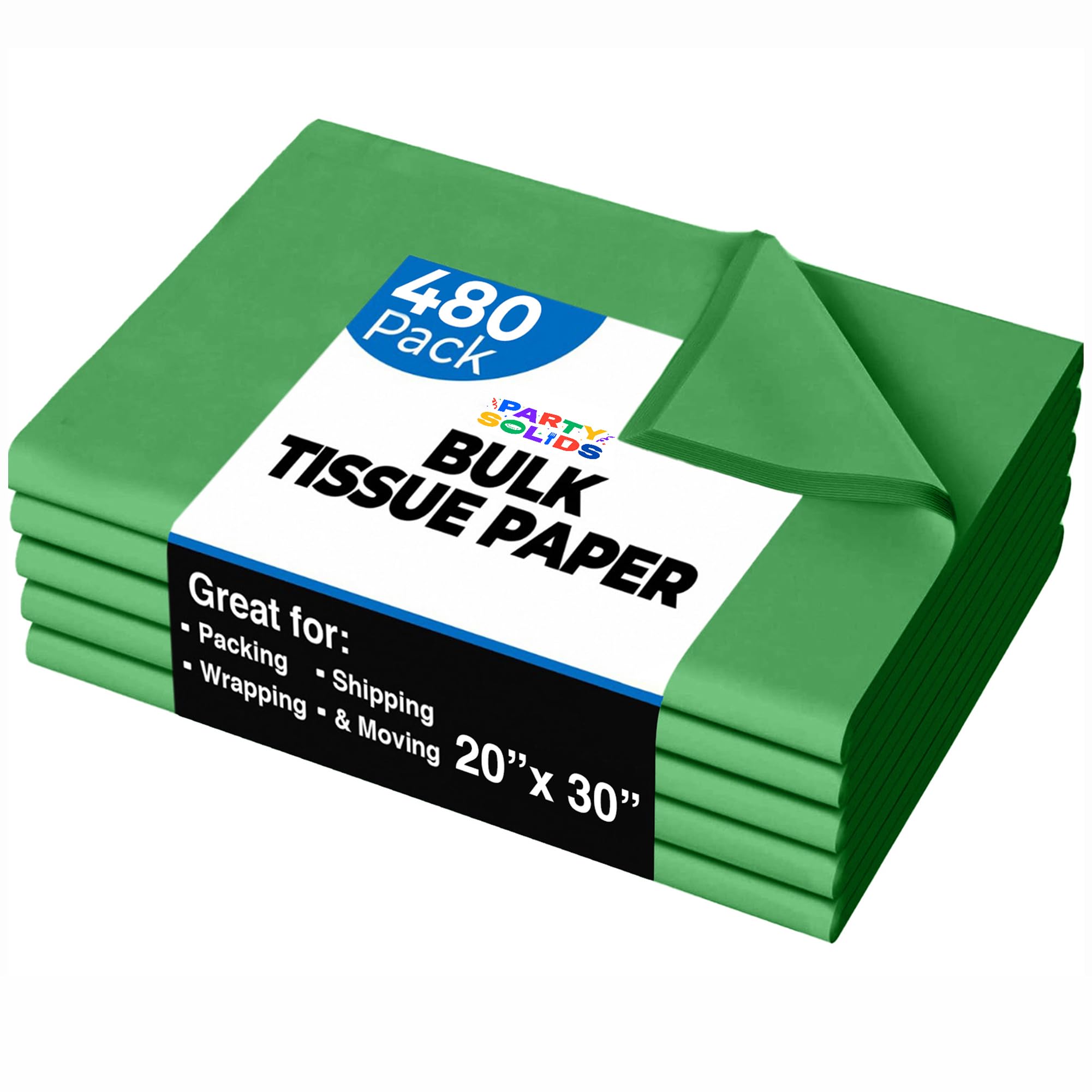 Party Solids Emerald Green Tissue Paper for Gift Bags 20" X 30" 480 Sheets