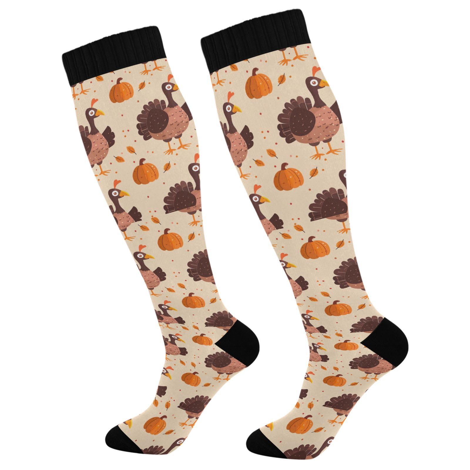 Kigai Christmas Gnomes Compression Socks Women Men Knee High Stockings for Sports,Running,Travel 1Pair